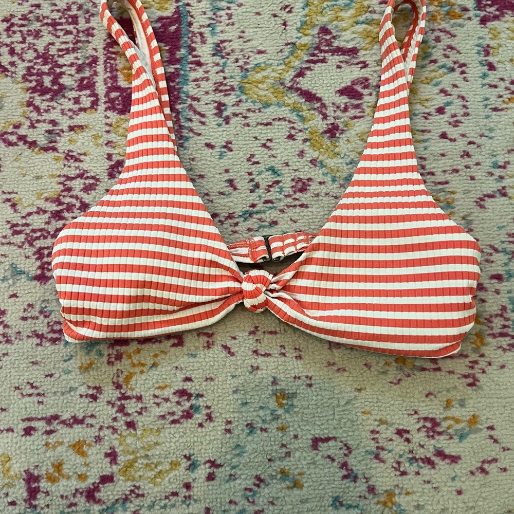 BCBGeneration Coral and White Bikini Top